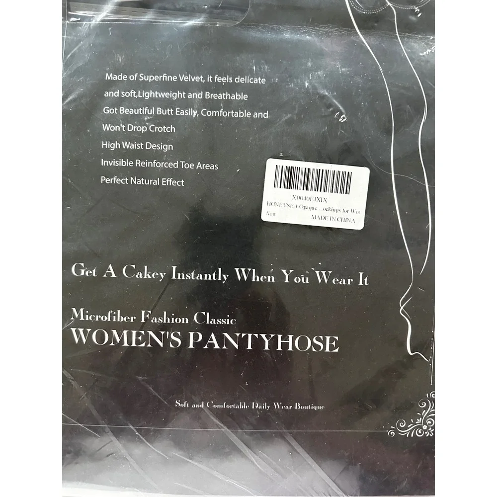 Honeysea Pantyhose High Waist Control Top Opaque Tights Black New